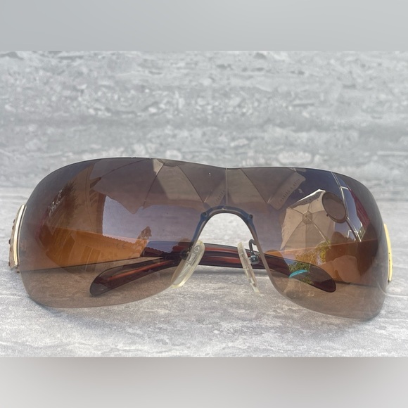 Prada Gold SPR 601 Shield Women Sunglasses - Picture 6 of 8